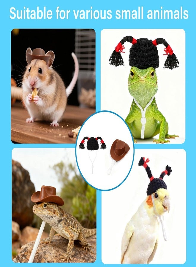 Intatikoo 2 Pcs Mini Pet Hats - Small Animal Costume Accessories for Hamster Parrot Guinea Pig Snake Lizard - Image 5
